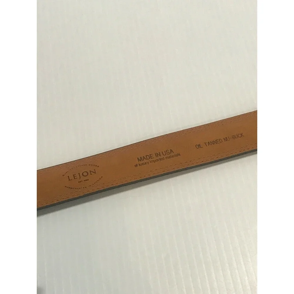 Lejon Men's Handcrafted Belt Leather Classic Brown Belt Silver Tone Buckle 36